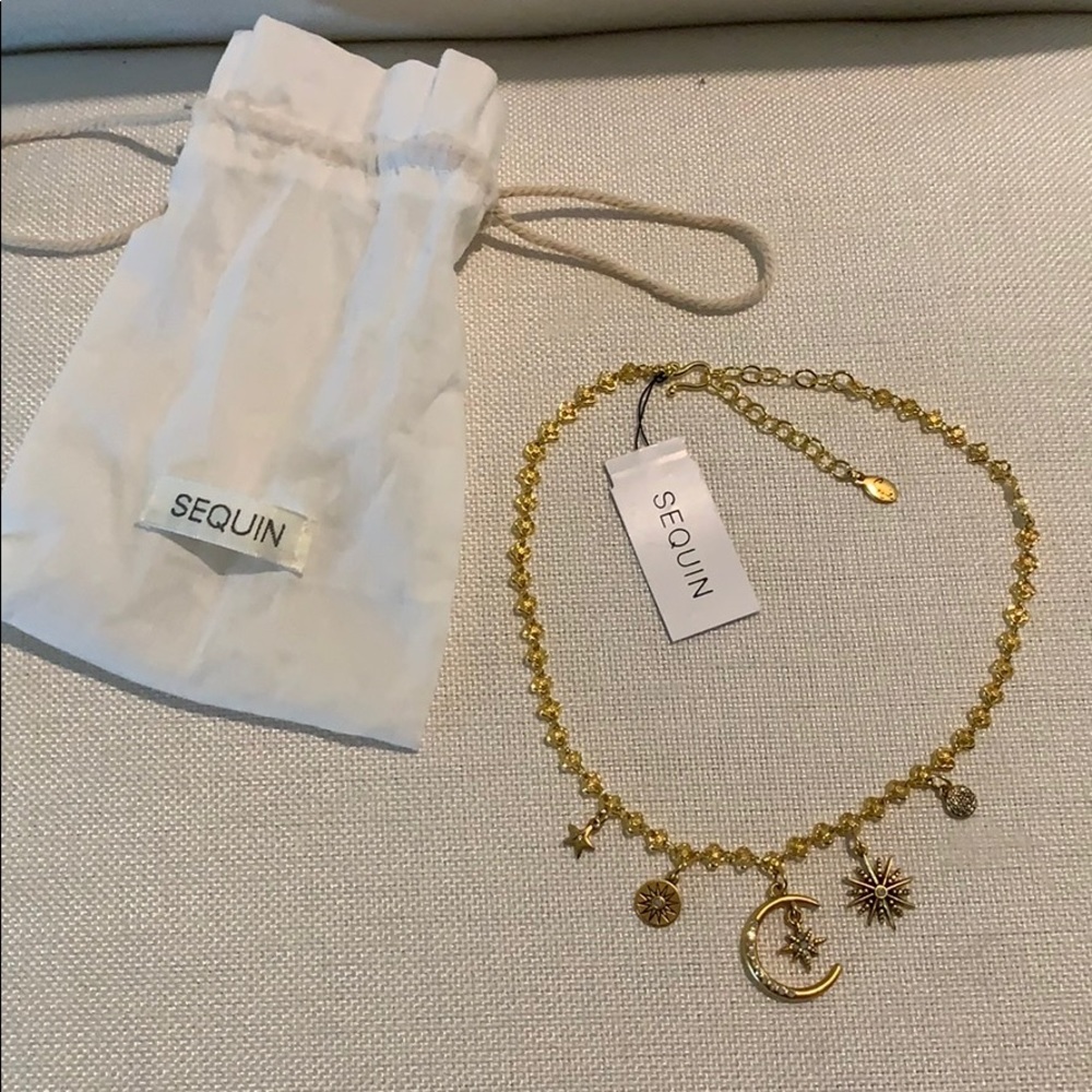 Sequin starry night gold choker